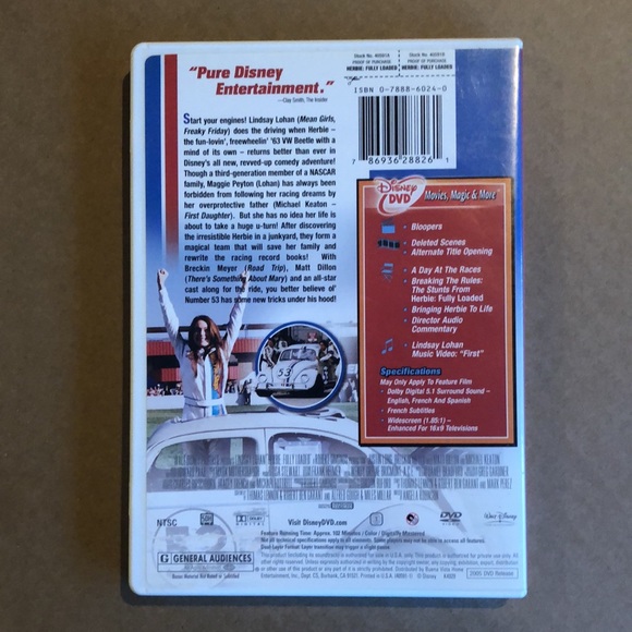 Walt Disney Herbie Fully Loaded starring Lindsay Lohan DVD - Picture 3 of 3